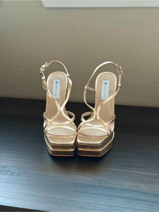Gold Strappy Platform Sandals - Women
